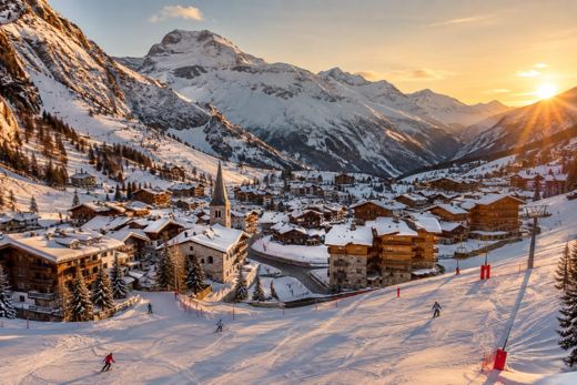 Winter alpine scene, private Mercedes-Benz ski transfer from Geneva Airport