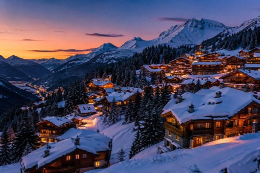 Winter alpine scene, private Mercedes-Benz ski transfer from Geneva Airport