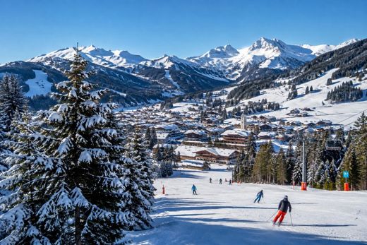 Winter alpine scene, private Mercedes-Benz ski transfer from Geneva Airport