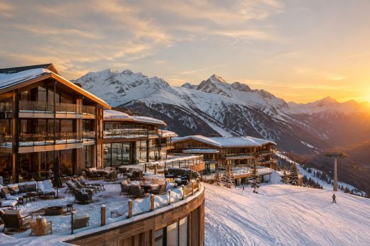 Winter alpine scene, private Mercedes-Benz ski transfer from Geneva Airport